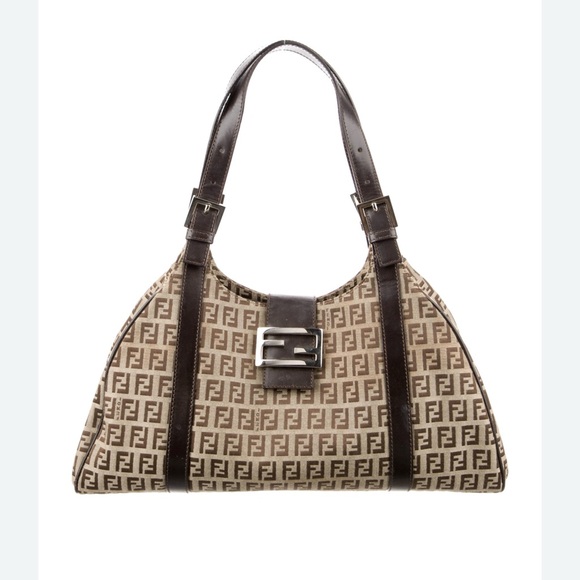 Fendi Signature Brown and Cream Shoulder Bag - Picture 1 of 14